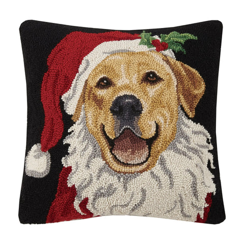 Golden Retriever Santa Pillow