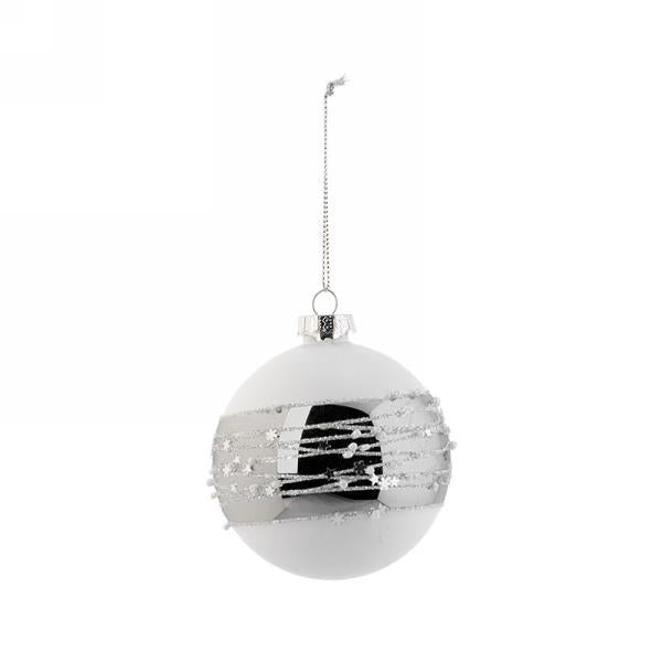 Silver and White Ball Ornament