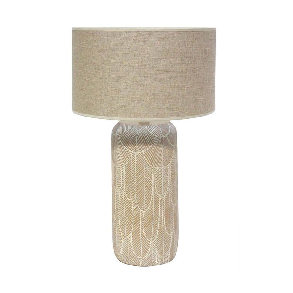 Beige Table Lamp with Feather Motif