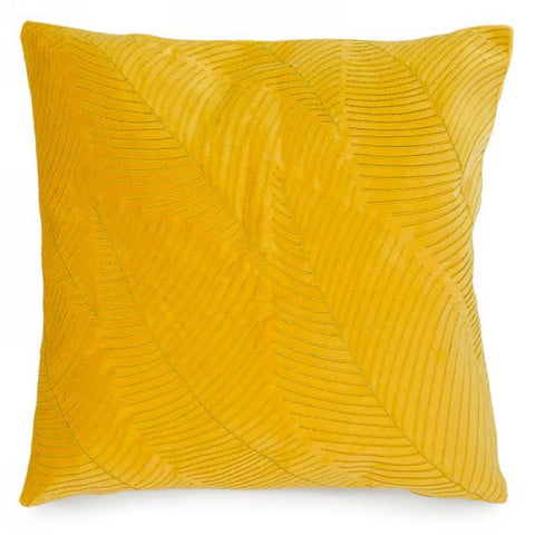 Velvet Cushion with Leaf Pattern