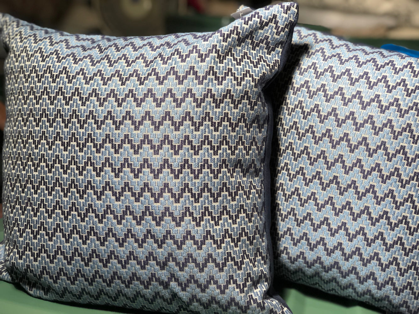 Pillow - Blue Zigzag 18"