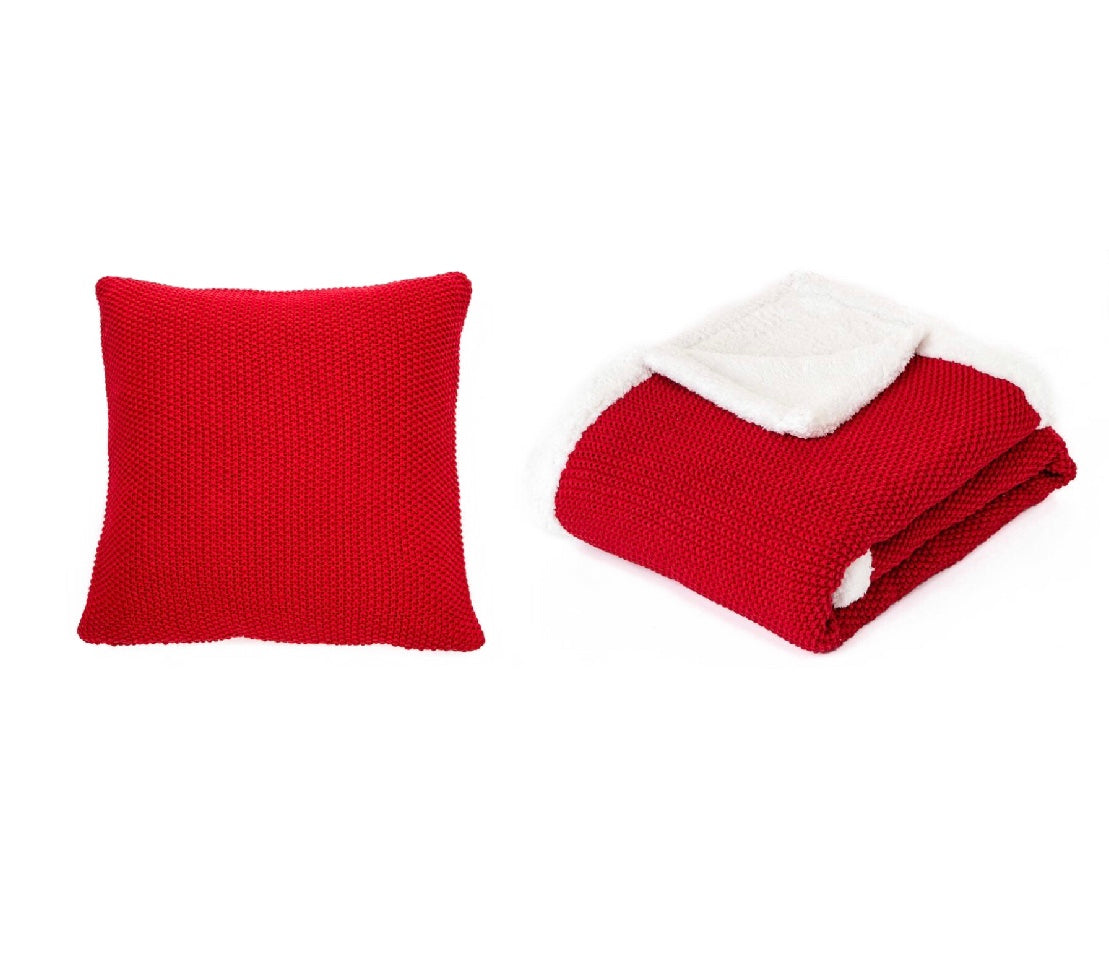 Cherry Knitted Cushion and Throw