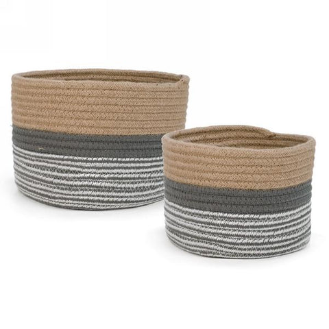 Grey and Beige Woven Baskets