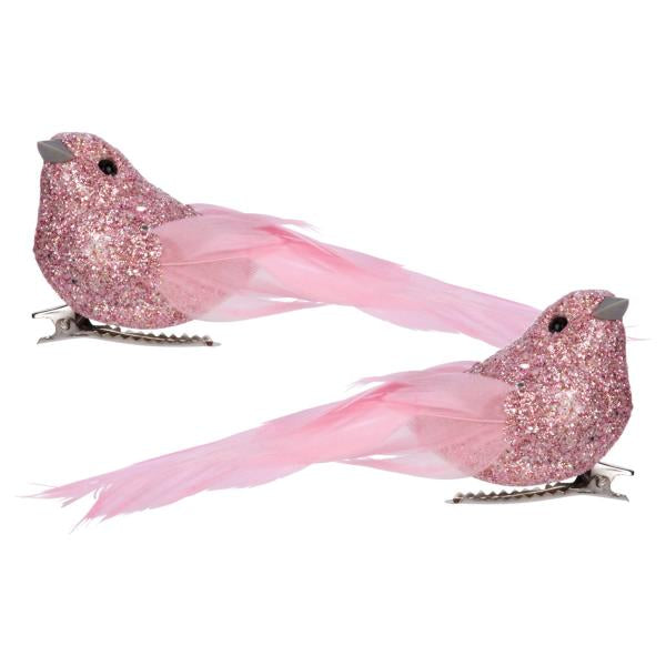 Pink Glitter Bird Clip