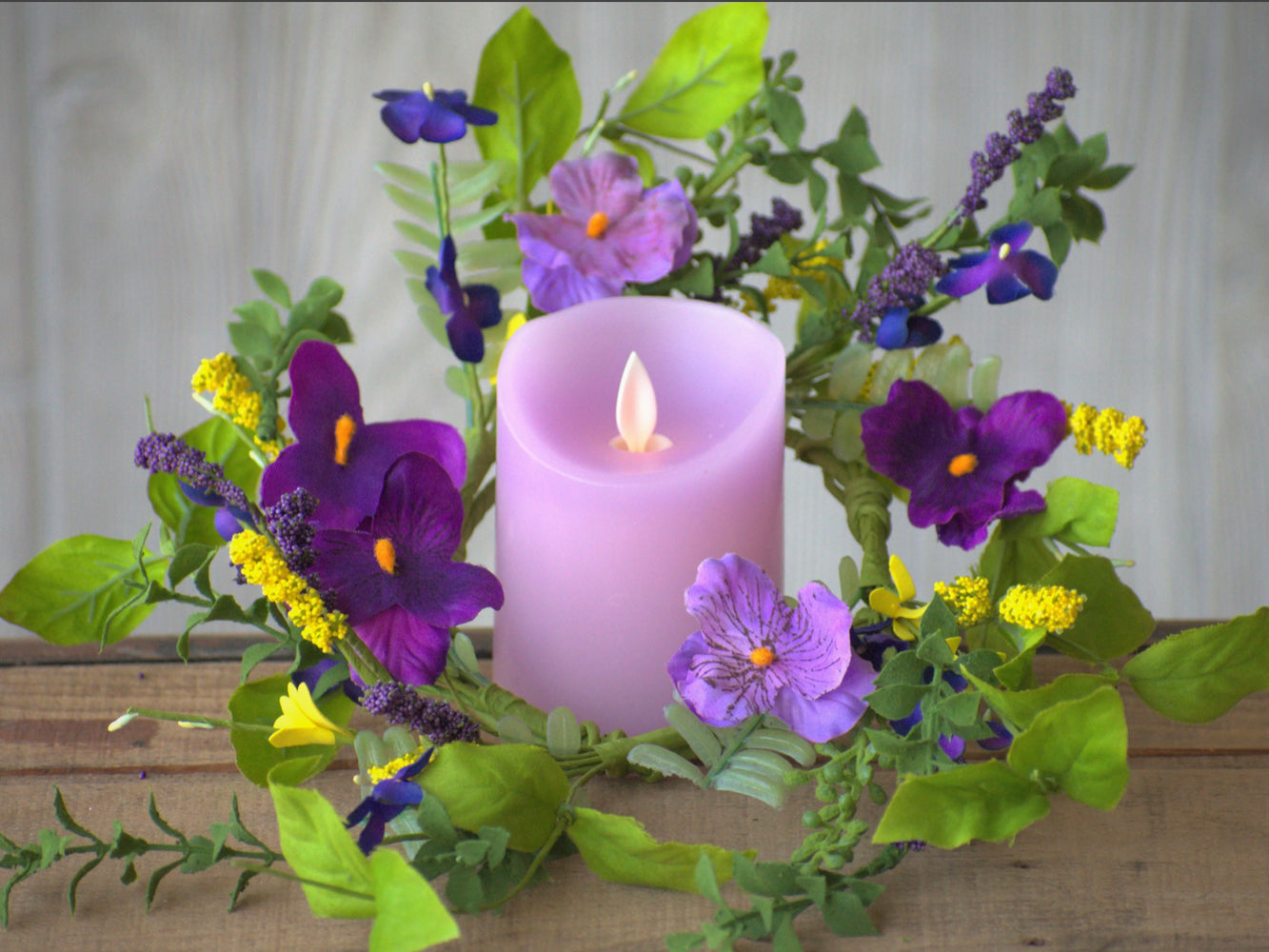 Pansy Patch 6.5in Candle Ring/Wreath